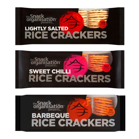 12x The Snack Org - Rice Crackers - (4x Lightly Salted, 4x Sweet Chilli, 4x BBQ)
